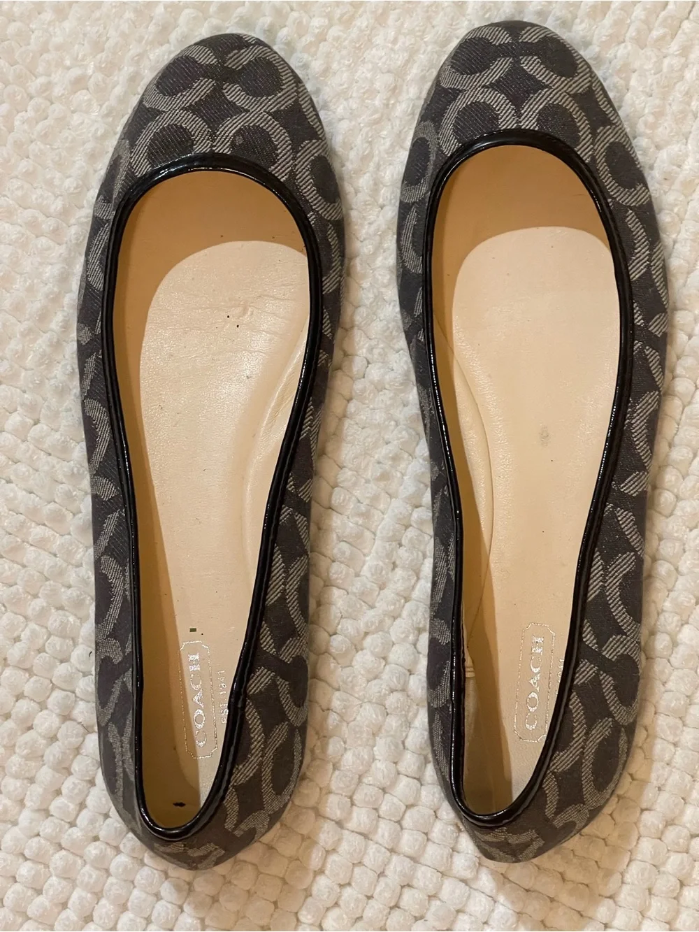 COACH Gray Signature Logo Ballet Flats